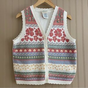 Vintage 100% Cotton Northern Reflections Floral Cottage Granny Vest Women’s Med